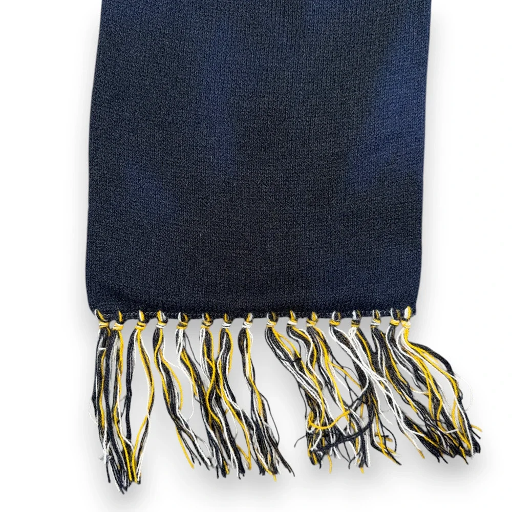 Vintage Ronrico Rum Scarf Black Blue Yellow Orlon Acrylic Knit Swag USA 60s